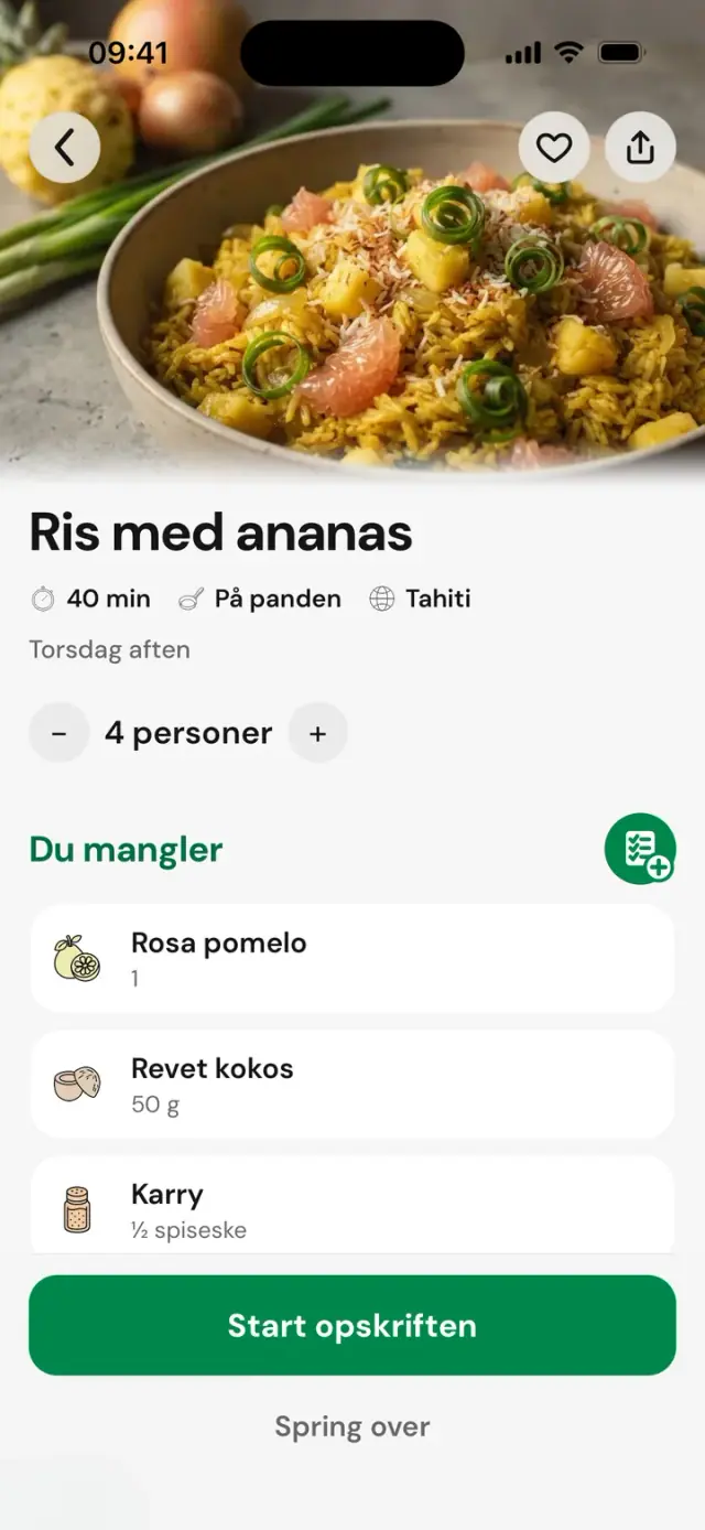 Opskriften »Ris med ananas«: 40&nbsp;min, Tahiti, 4 personer, Du mangler