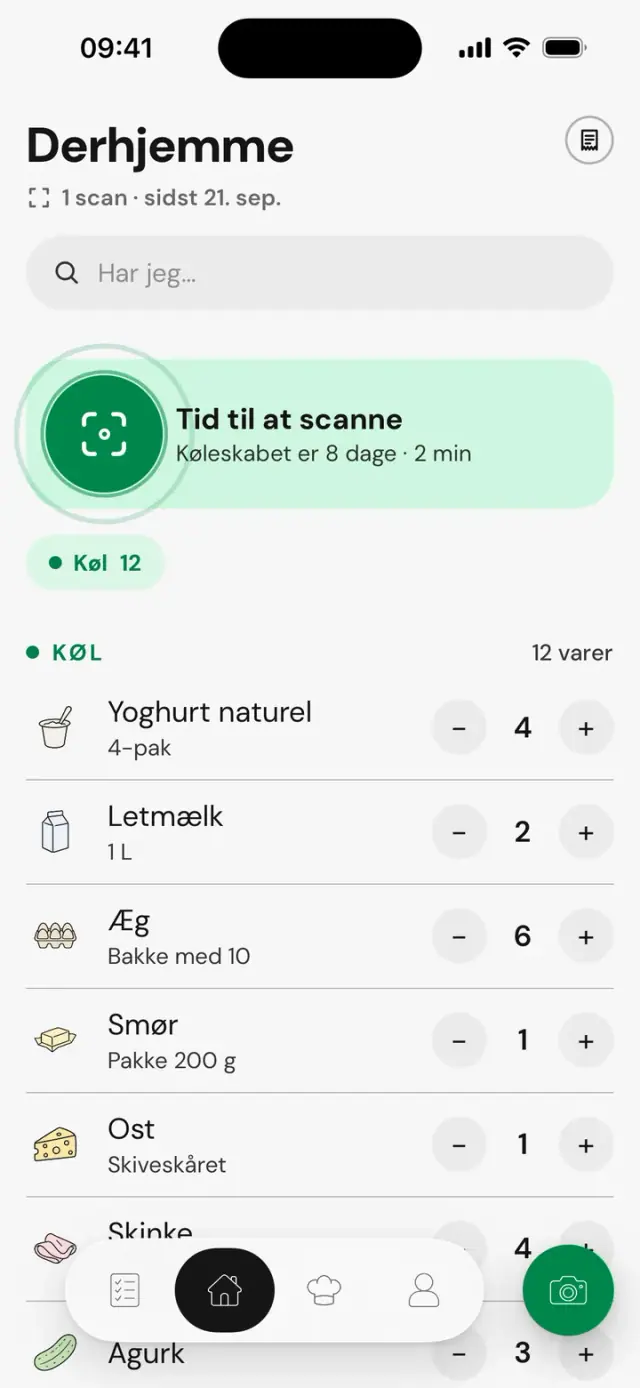 Skærmen »Derhjemme«