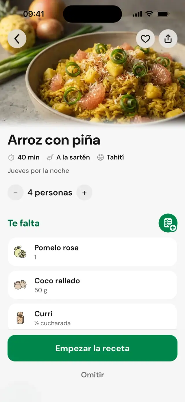 Receta «Arroz con piña»: 40&nbsp;min, Tahití, 4 personas, Te falta