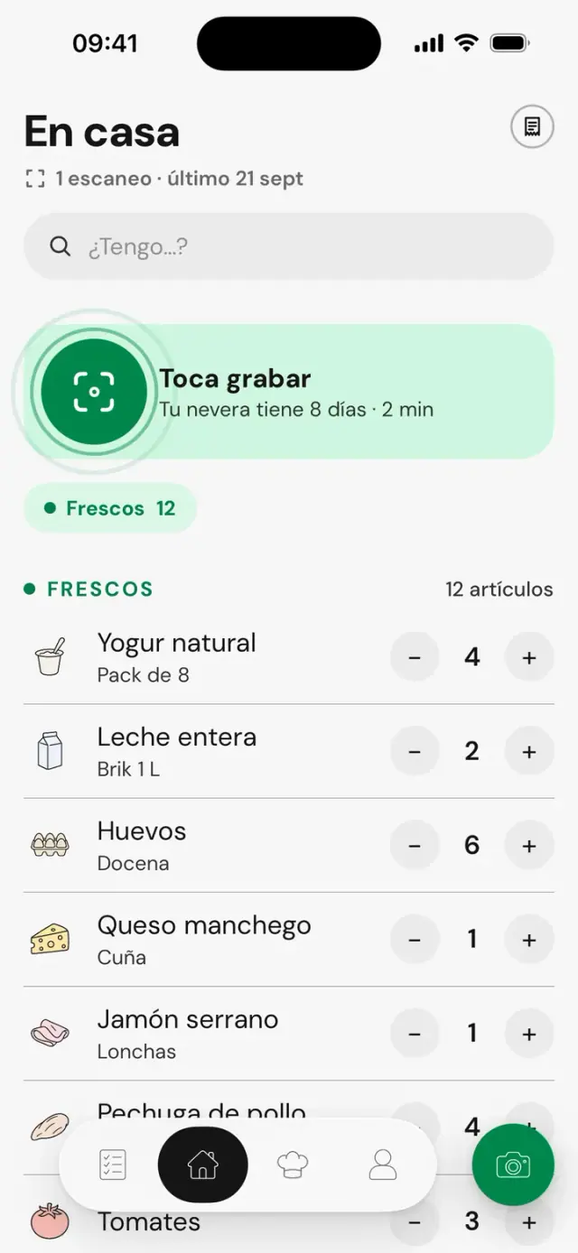 Pantalla «En casa»