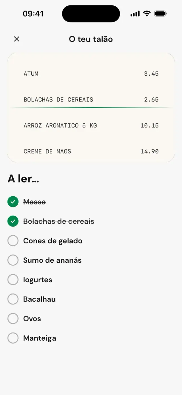 O talão lido linha a linha: «A ler…»