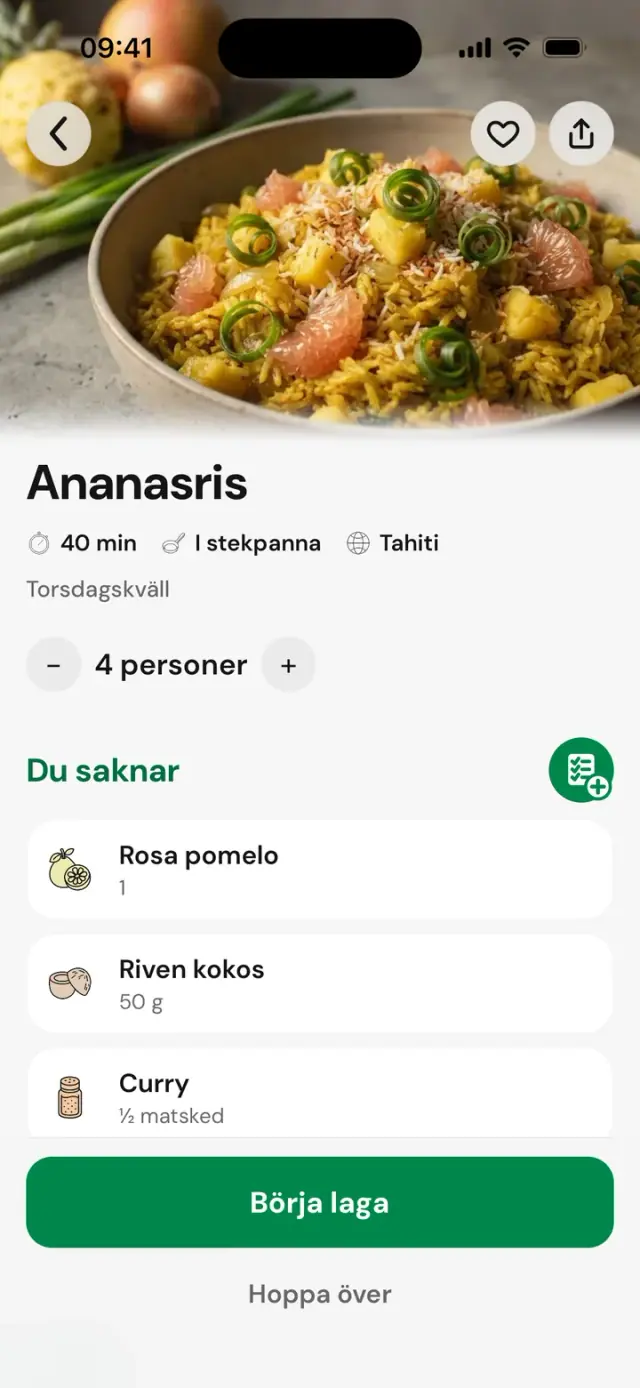 Receptet ”Ananasris”: 40&nbsp;min, Tahiti, 4 portioner, Du saknar
