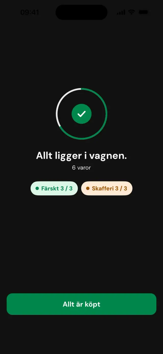 Skärmen ”Allt ligger i vagnen. 6 varor”, Färskt 3 av 3, Skafferi 3 av 3